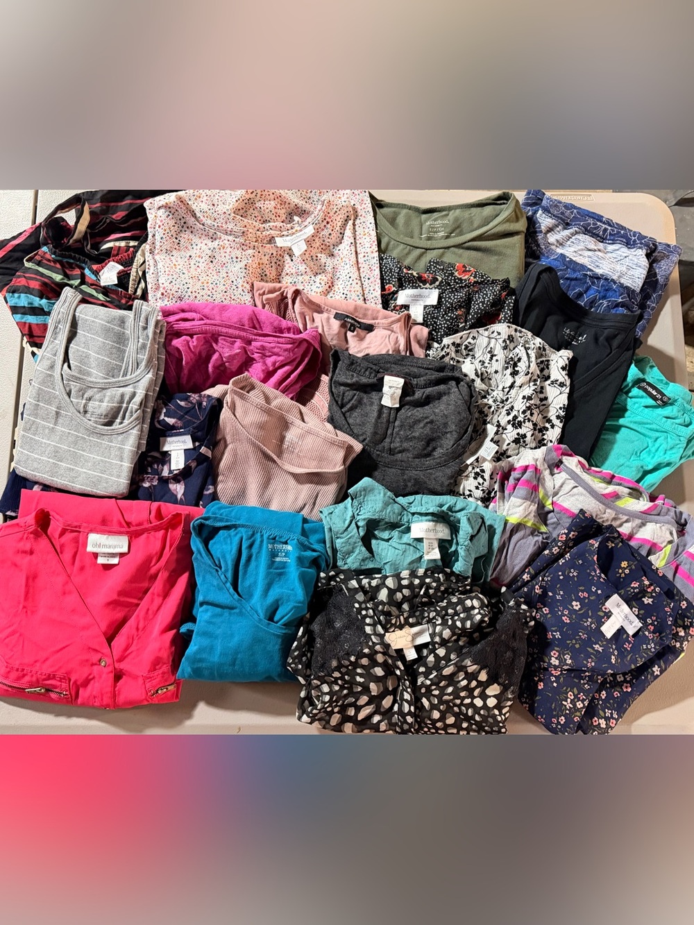 Mixed Women's Tops Bundle - Bright Teal, Hot Pink, Dusty Rose, Olive & Black